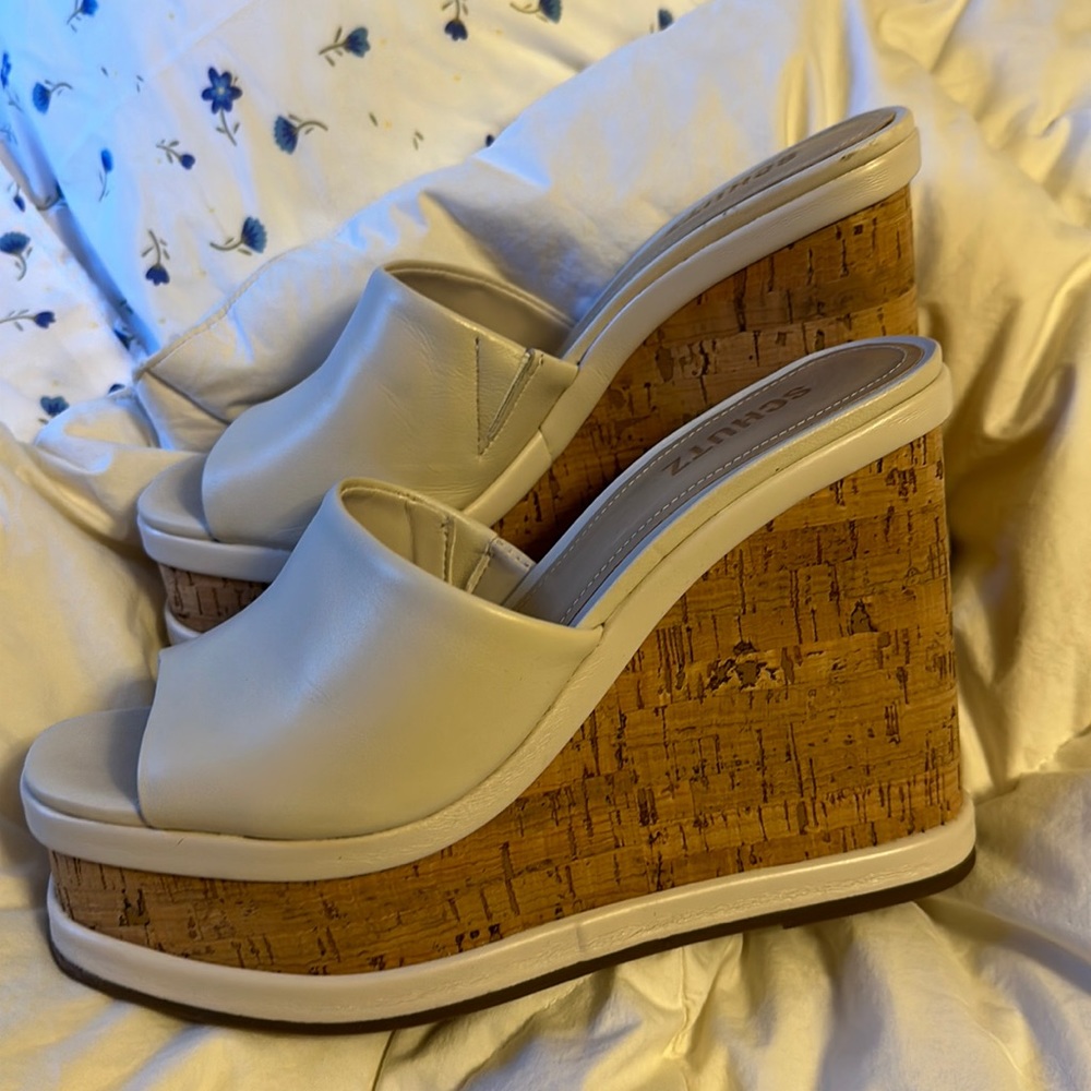 New nude Schultz wedge heels no box included